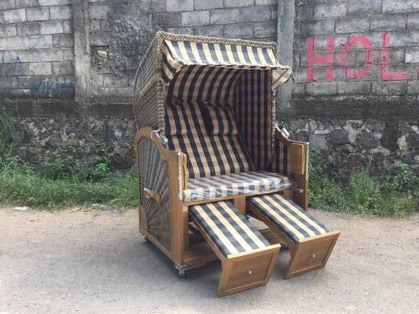 SOLD - Traditional Teak Strandkorb