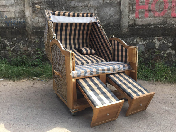 SOLD - Traditional Teak Strandkorb